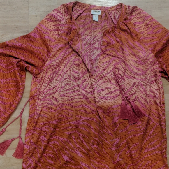 Long beautiful tunic in hot-pink and orange - Picture 7 of 8